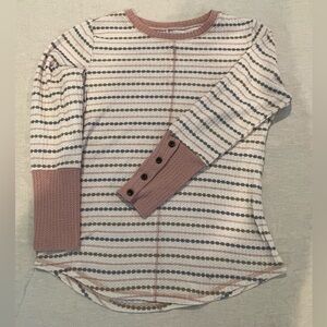 Women’s Striped Long Sleeve Waffle Shirt size medium